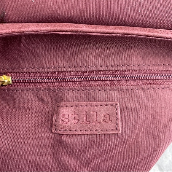 Stila Coral Faux Suede Cross Body Purse Flip Cover Stiff Boxy Shape - Picture 7 of 11